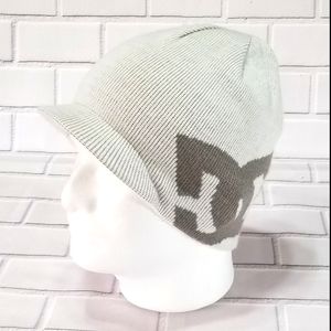 DC White/Gray Knit Visored Logo Beanie/Skull Cap